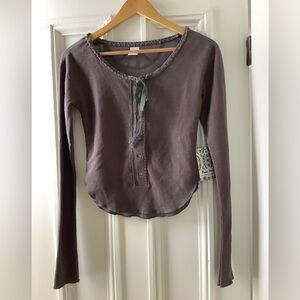 NWT Free People Long Sleeve Scoop Neck Henley XS